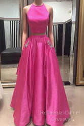 Two Pieces Semi Formal Prom Dresses,Simple Semi Formal Prom Dresses,Party Dress
